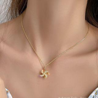 Windmill Rhinestone Pendant Necklace / Earring / Set