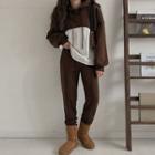Set: Hooded Color-block Top + Jogger Pants