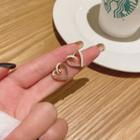 Heart Stud Earring 1 Pair - 925 Silver Needle - White & Gold - One Size