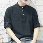 Pocketed 3/4-sleeve T-shirt