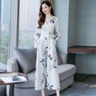 Printed Long-sleeve Jumpsuit