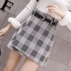 Plaid Mini A-line Wrap Skirt