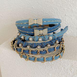 Rhinestone Denim Headband (various Designs)
