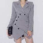 Set: Double Breasted Mini Coat Dress + Peplum Belt