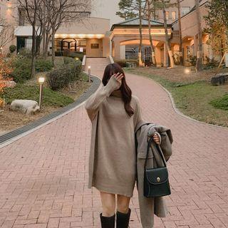 Turtleneck Woolen Mini Sweater Dress
