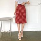 Polka-dot Linen Blend Midi Skirt