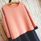 Long-sleeve Two-tone Dress