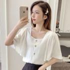 Elbow-sleeve Square-neck Blouse