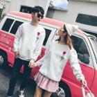 Couple Matching Floral Fleece-lined Long-sleeve Sweatshirt