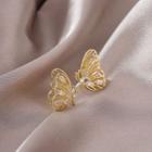 Rhinestone Alloy Butterfly Earring 1 Pair - 925 Silver - Gold - One Size