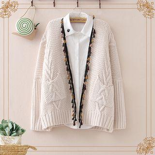 Tassel Detail Open Front Cardigan