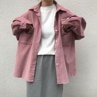 Long-sleeve Applique Corduroy Jacket