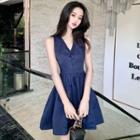 Sleeveless Button Mini A-line Dress