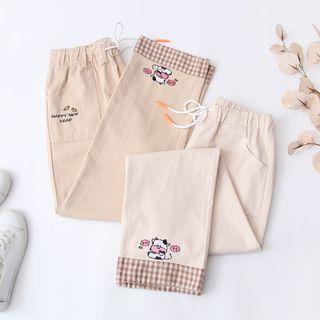 Embroidered Straight Leg Pants (