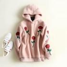 Long-sleeve Rose Embroidered Hoodie