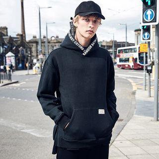 Lettering Trim Hooded Sweatshirt