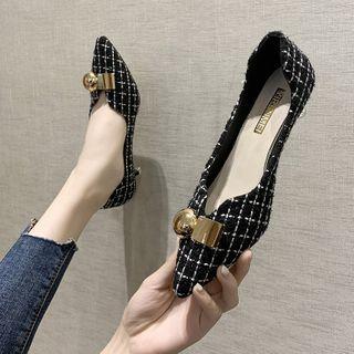 Plaid Pointy-toe Kitten Heel Pumps