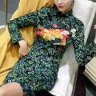 Traditional Chinese Long-sleeve Floral Print Dress