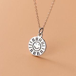 Sterling Silver Sun Necklace Silver - One Size