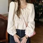 Long-sleeve Ruched Corduroy Top