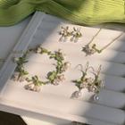 Faux Pearl Flower Drop Earring / Stud Earring / Necklace / Bracelet