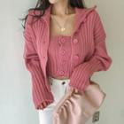 Set: High-neck Cardigan + Buttoned Tube Top