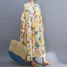 Floral Maxi A-line Dress Floral - Yellow - One Size