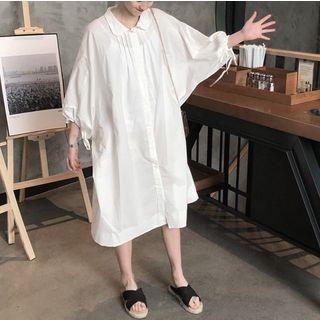 3/4-sleeve Loose-fit Midi Shirtdress