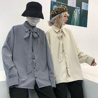 Couple Matching Tie-neck Plaid Shirt