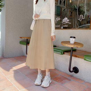 High Waist Corduroy Midi Skirt