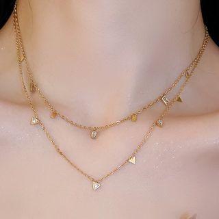 Rhinestone Layered Stainless Steel Choker (various Designs)