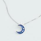 925 Sterling Silver Glaze Moon & Star Pendant Necklace S925 Silver - One Size