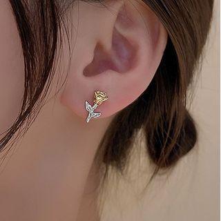 Rose Alloy Earring 1 Pair - Gold - One Size