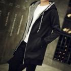 Fleece-lined Lettering Zip Hooded Coat