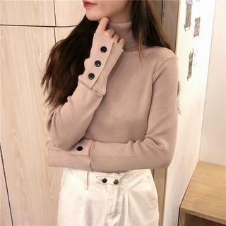 Long-sleeve High-neck Knit Top