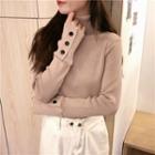 Long-sleeve High-neck Knit Top