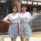 Stripe-panel Mini T-shirt Dress