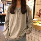 Tie Neck Pullover Gray - One Size