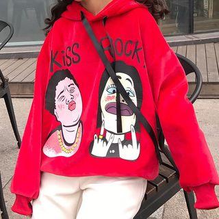Printed Velvet Hoodie
