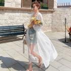 Long Sleeve Hooded See-through Slit-back Long Jacket