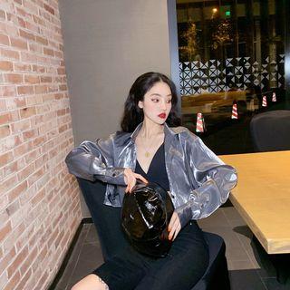 Long-sleeve Crop Shirt As Shown In Figure - One Size