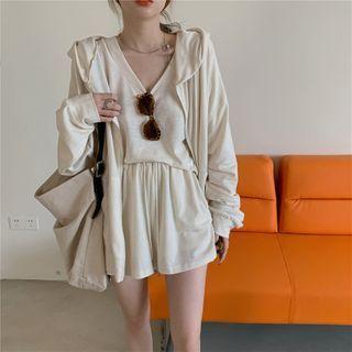 Plain Hoodie/ Plain V-neck Top/ Plain Drawstring Shorts