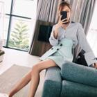 Set: Long Sleeve Striped Shirt / High Waist Skirt