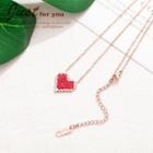 Heart Necklace Heart - Red - One Size