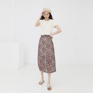 Printed Midi Straight-fit Skirt As Shown In Figure - One Size