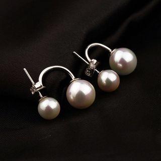 925 Sterling Silver Faux Pearl Swing Earring