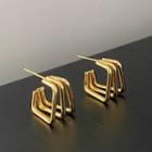 Sterling Silver Layered Square Open Hoop Earring