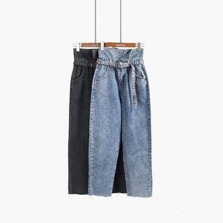 High-waist Boyfriend Jeans With Belt