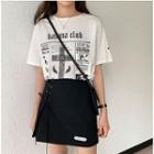 Short-sleeve Printed T-shirt / Lace-up A-line Mini Skirt