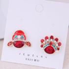 Non-matching Faux Crystal Chinese Opera Earring Red - One Size